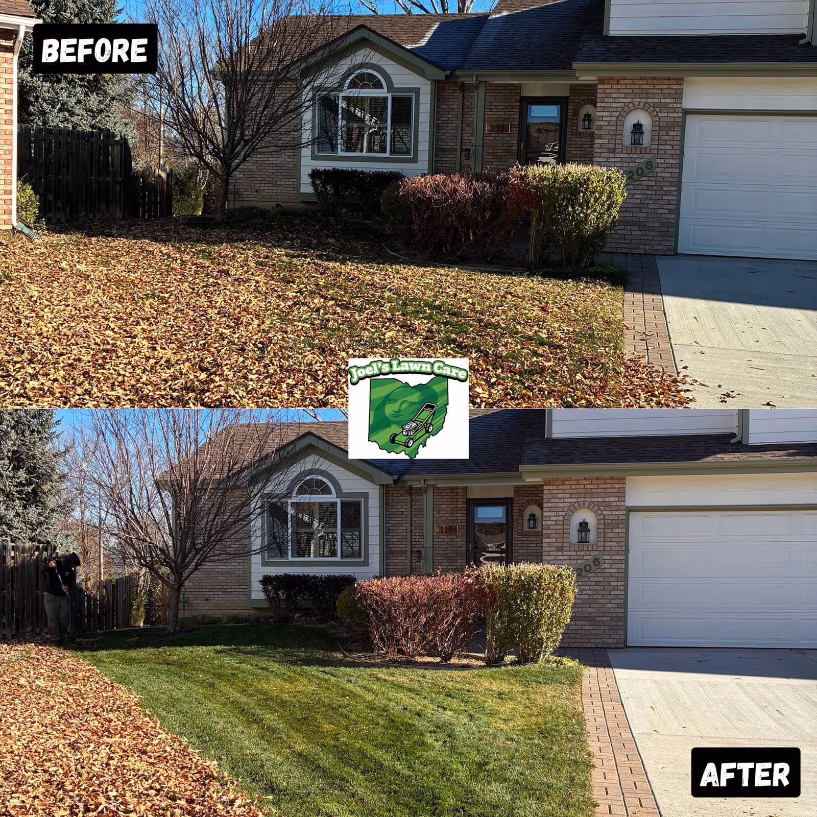 Before and after lawn transformation in Fort Collins showing improved curb appeal