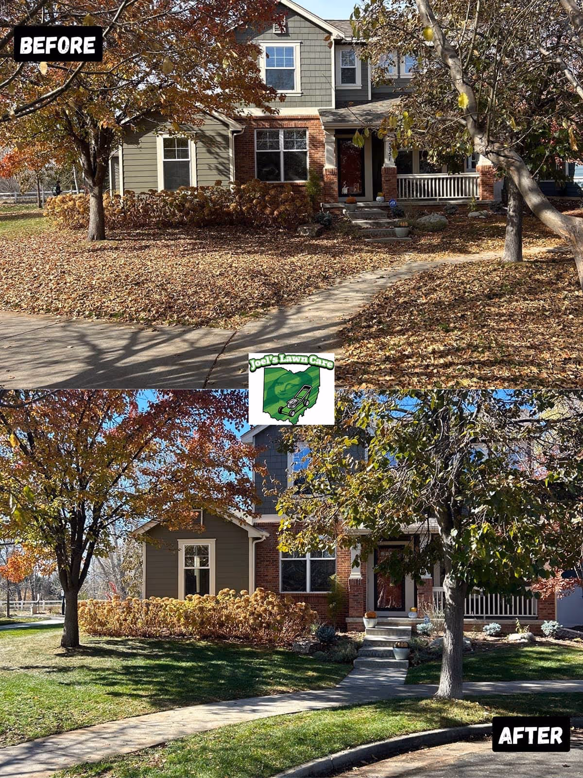 Before and after property makeover in Fort Collins highlighting lawn and landscape upgrades