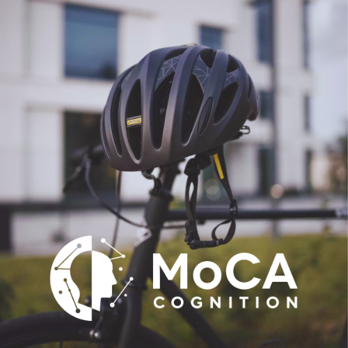Bike helmet with MoCA logo