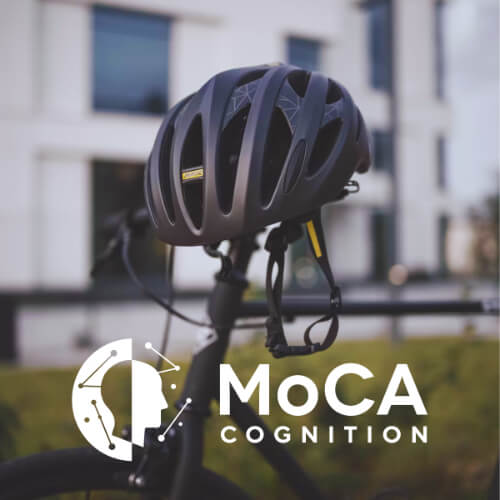 Bike helmet with MoCA logo