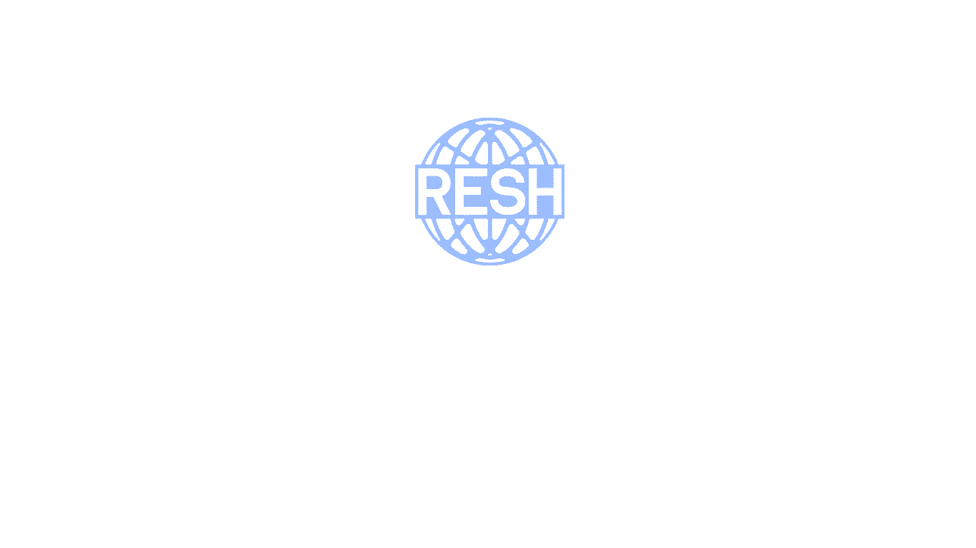 Animated spinning globe icon with the word 'RESH' across the center.