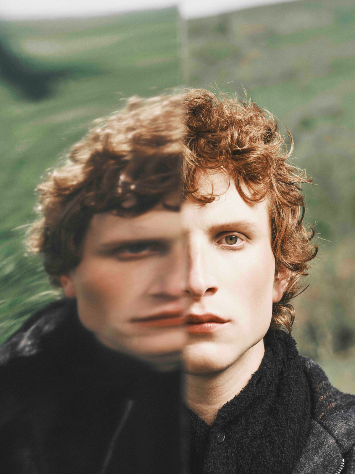 Cinematic still from RESH commercial film — close-up portrait with dramatic lighting