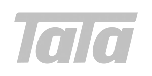 TATA wordmark logo in black and white.