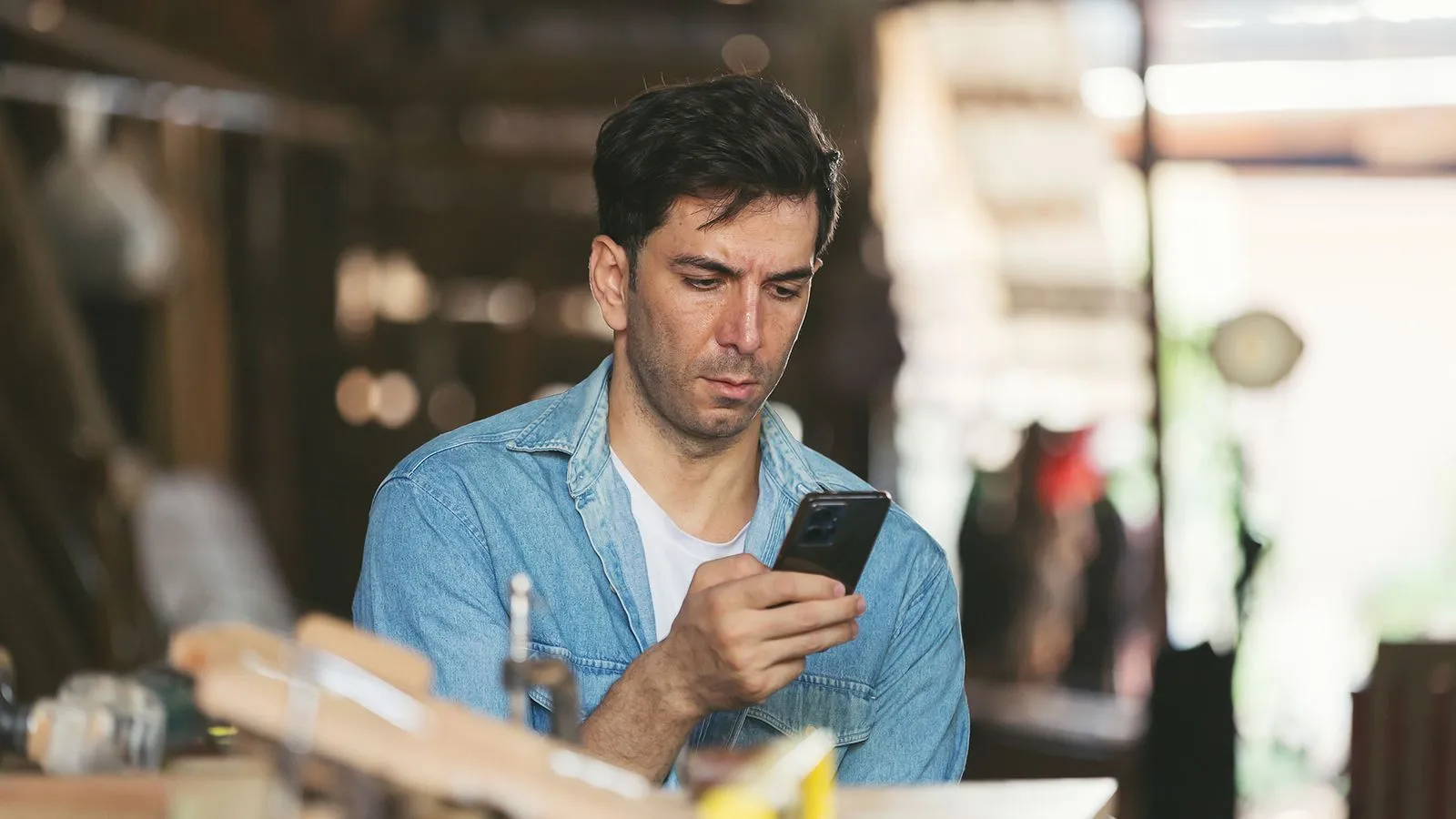 A men talking on the phone.