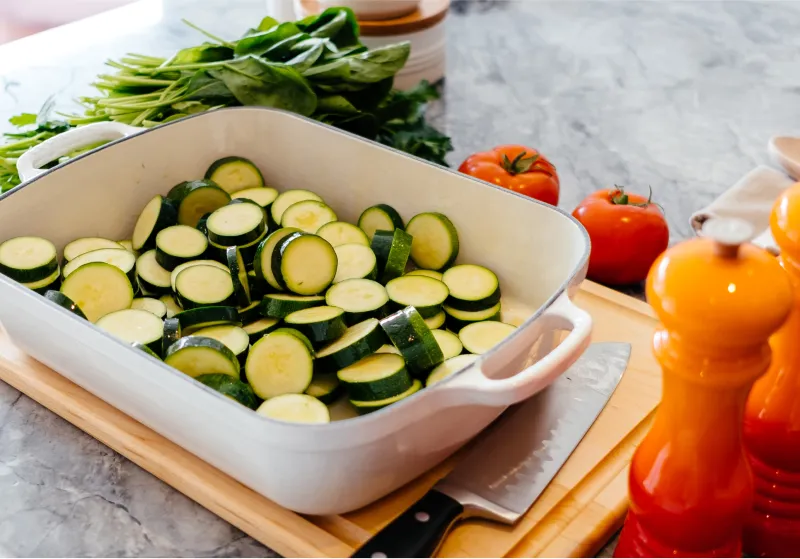 Zucchini in baking dish