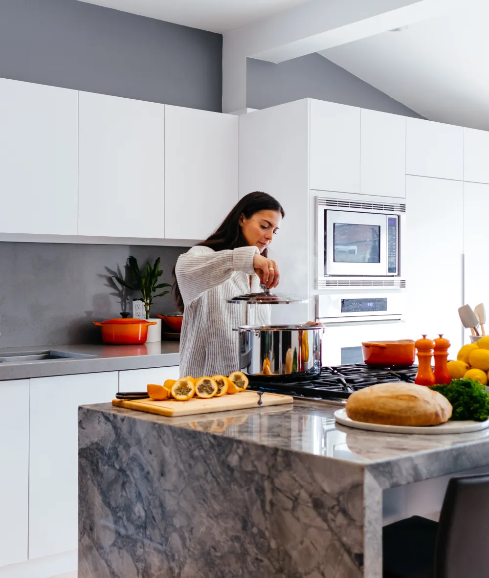 Woman cooking in kitchen