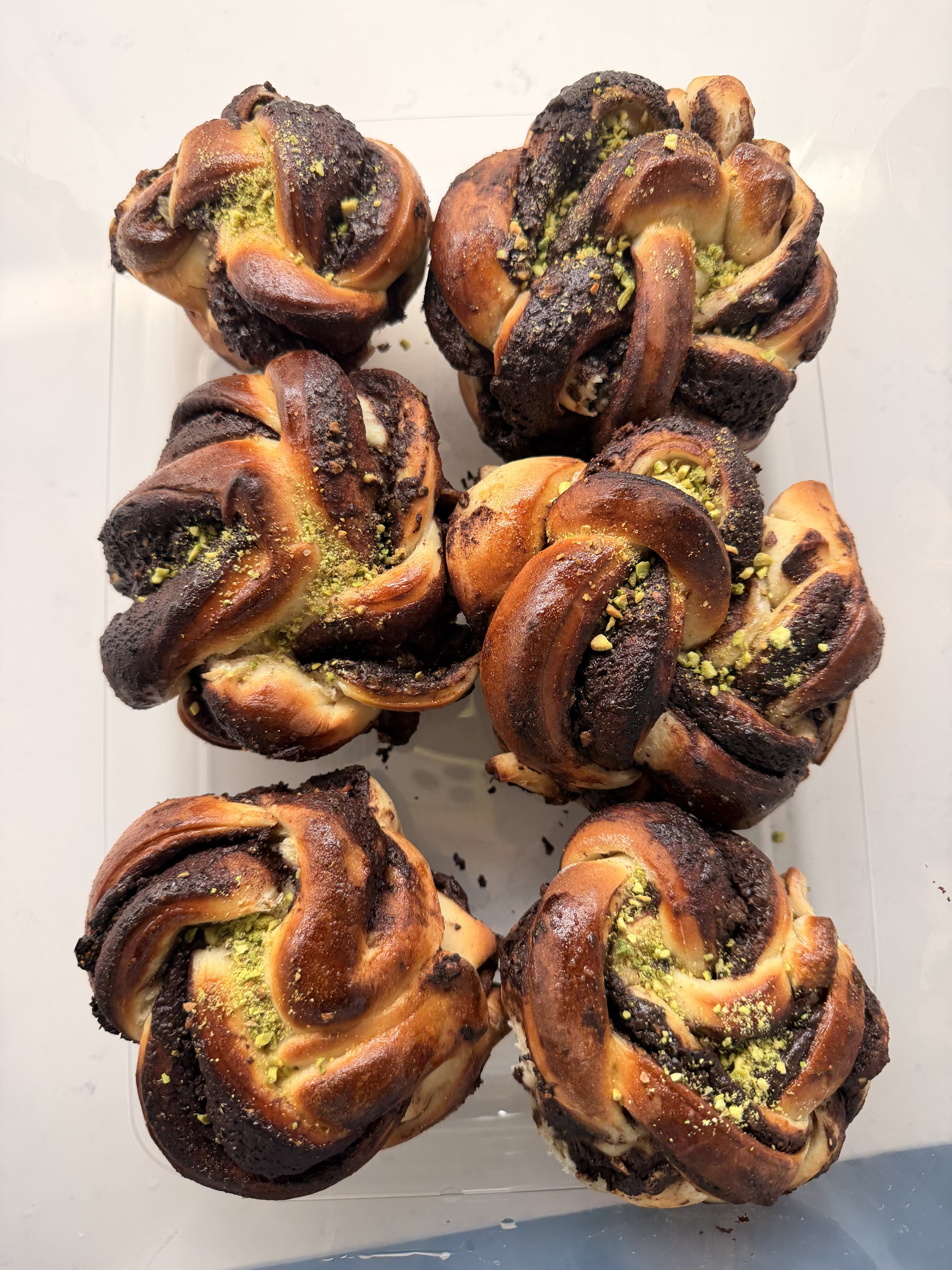 Dark Chocolate & Pistachio Braided Popovers