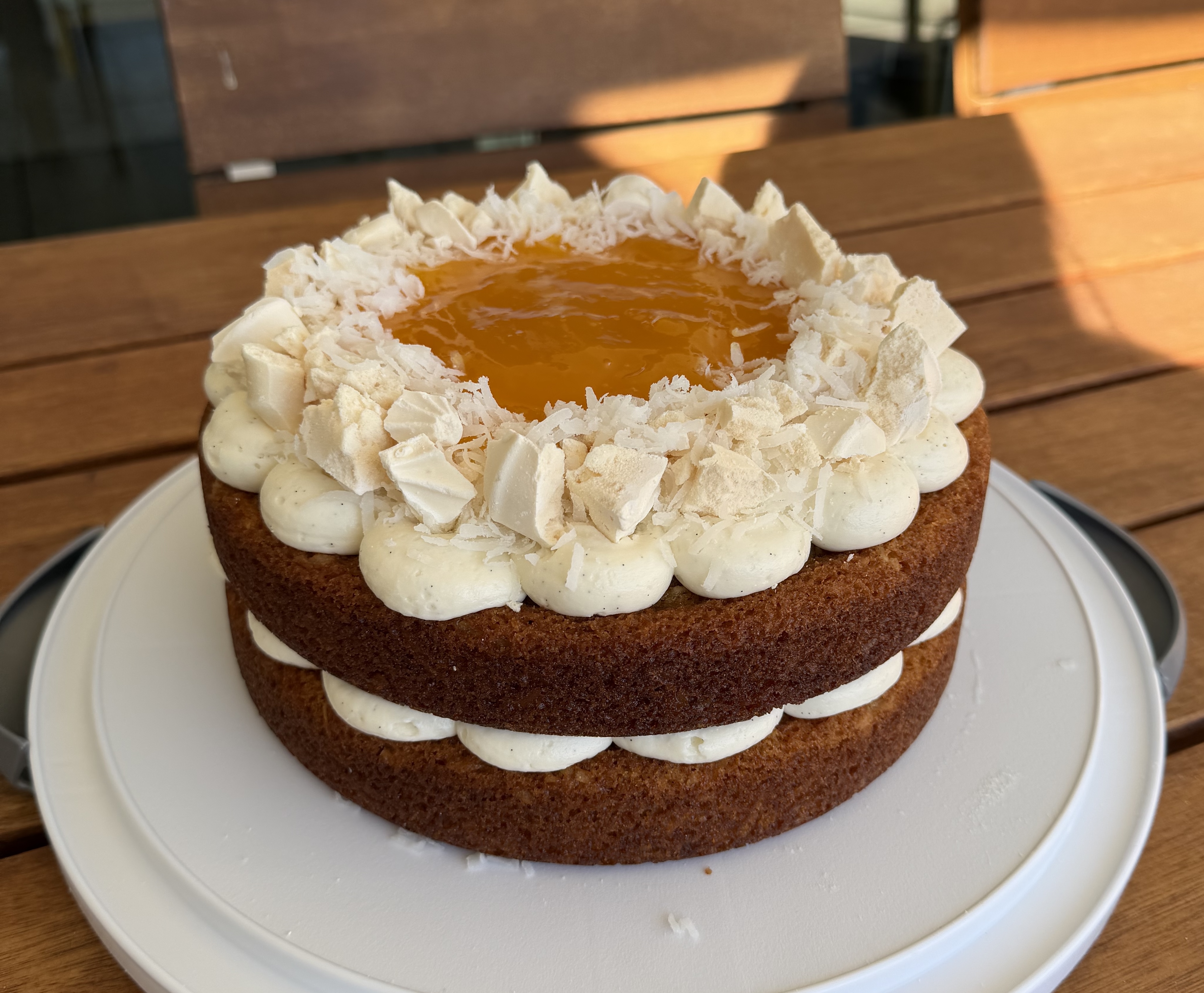 Coconut Cake with Passionfruit Compote