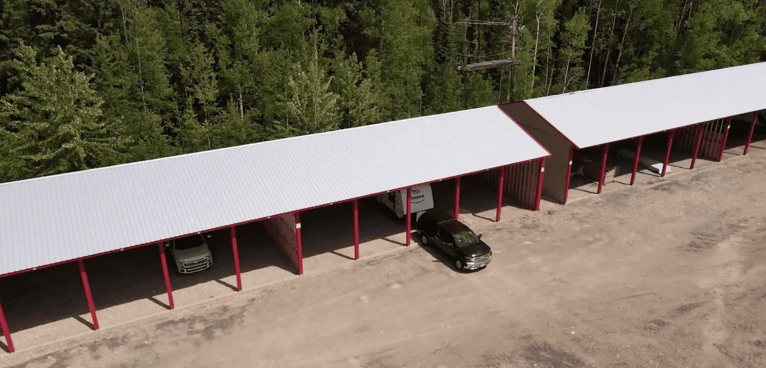 Angled view of multiple storage units