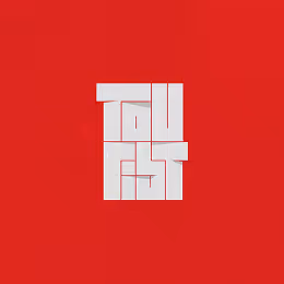 White stylized block text reading 'TOU FIST' on a solid red background.