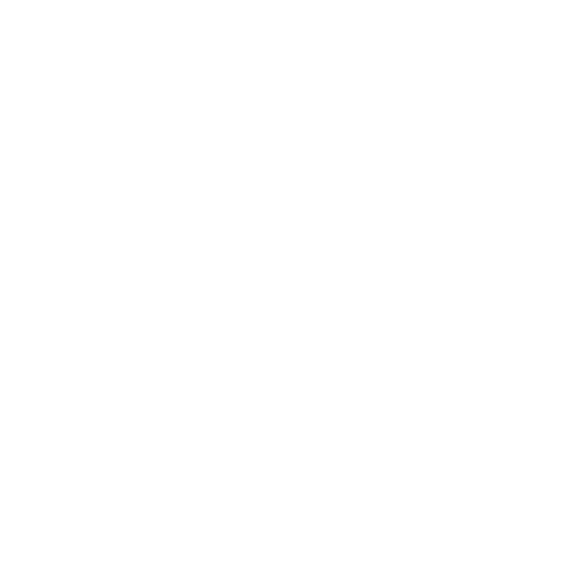YouTube play button icon with a black triangle in the center of a rounded white rectangle.