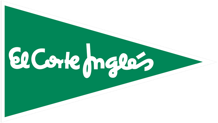 Green triangular flag with the white text 'El Corte Inglés' in stylized script.