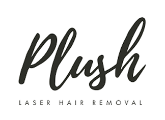 Plush Laser Hair Removal logo in script and uppercase letters.