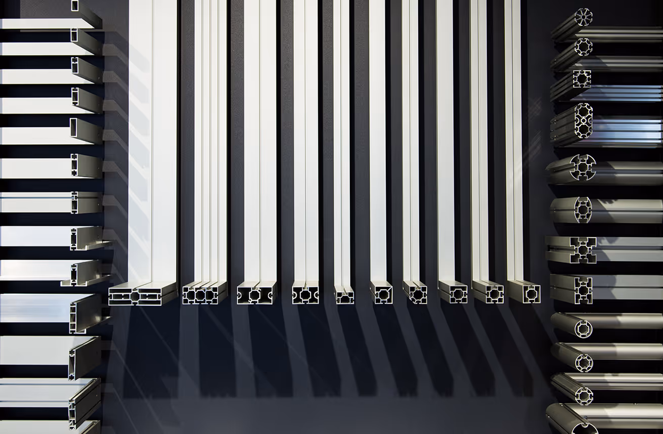 various sizes and profiles of octanorm modular frames for trade show exhibits