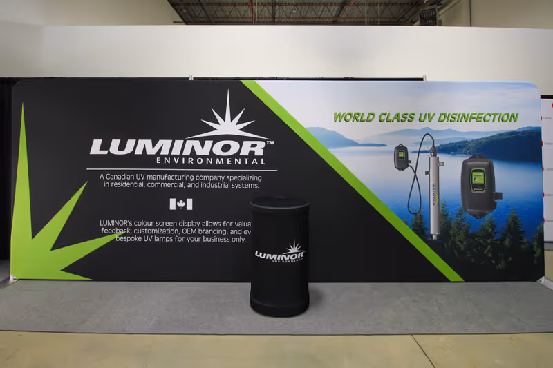 20ft portable wavetube fabric trade show display backdrop for an environmental company in Canada.