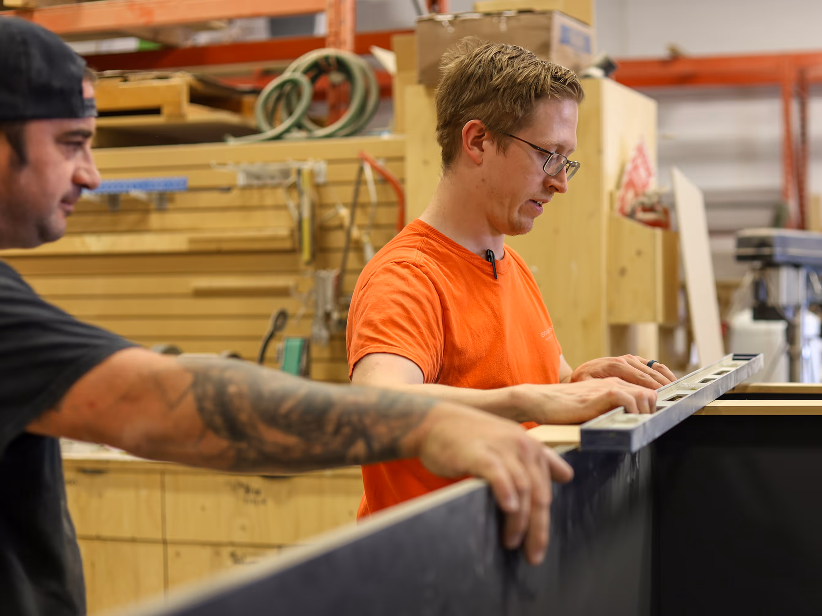 calgary display builders in a millwork shop