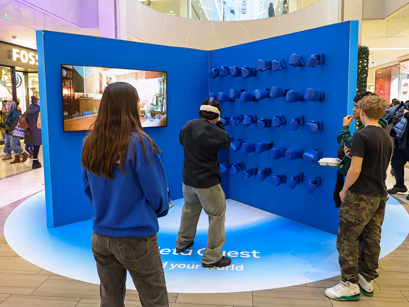 open-concept VR zone for a marketing display inside West Edmonton Mall