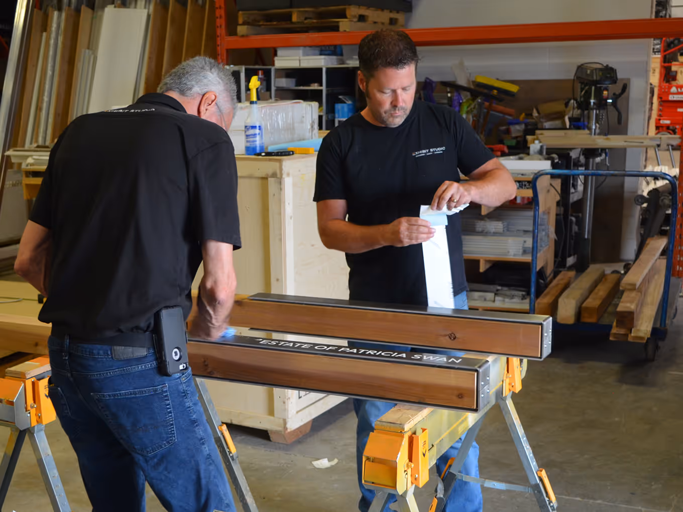 custom fabrication and construction of donor recognition pillars inside a calgary workshop