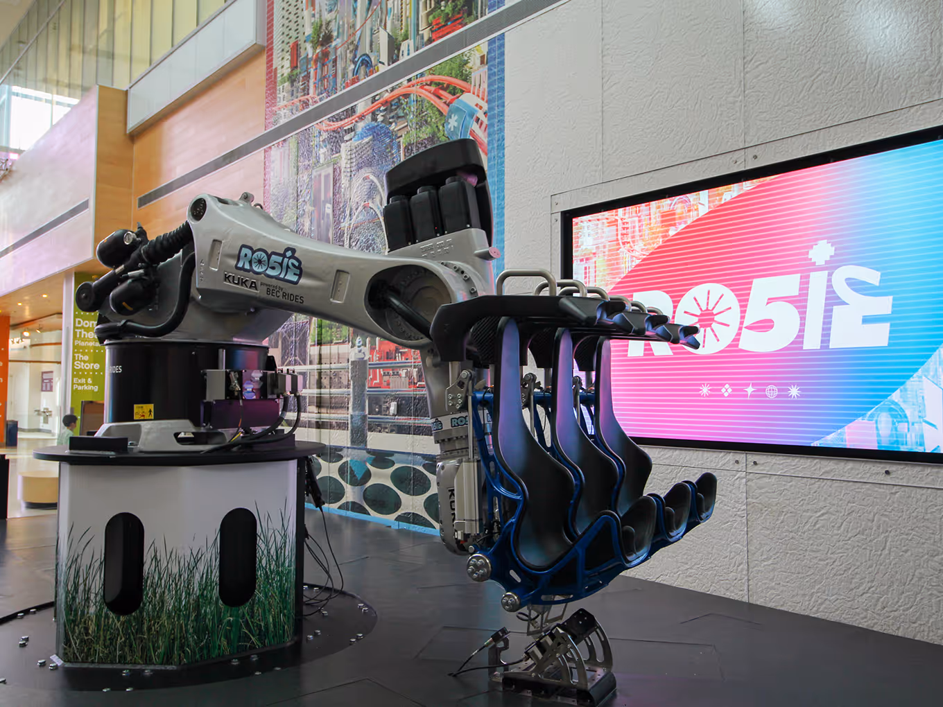 custom graphics applied to a robotic ride in Calgary.