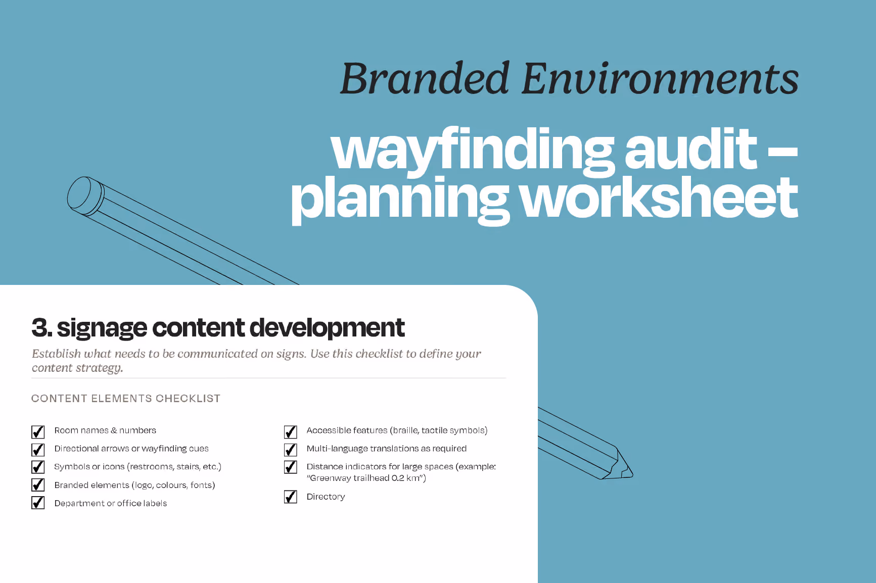 wayfinding signage - audit and planning worksheet to assess your space