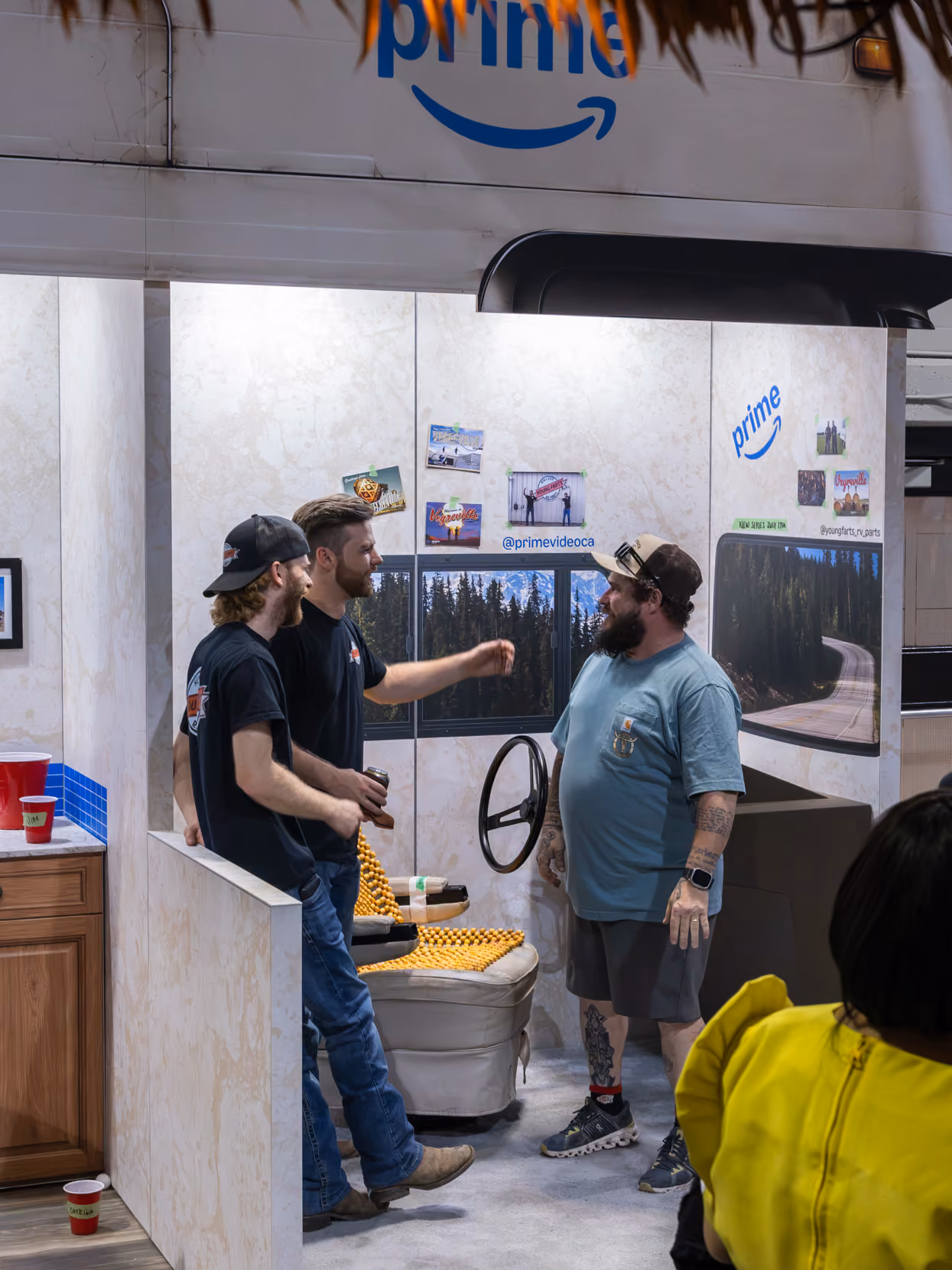 cast chats with visitors at the Young Farts Trailer Parts activation in the Calgary BMO Centre