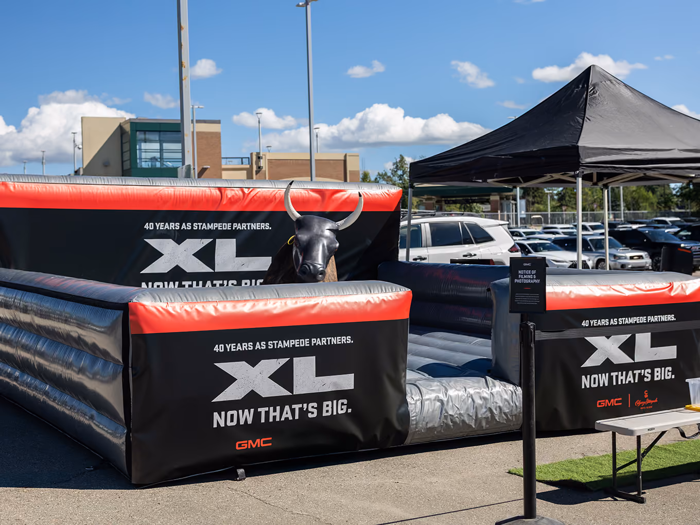 rental mechanical bull for a calgary stampede outdoor event