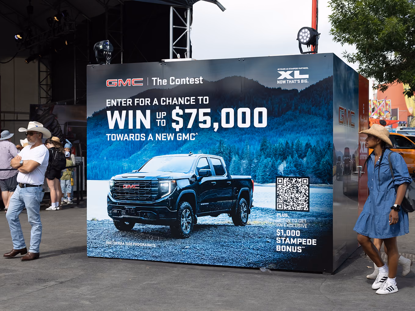 tranformer box cover with graphics Branded GMC contest display offering a chance to win $75,000 towards a new GMC at the Calgary Stampede.