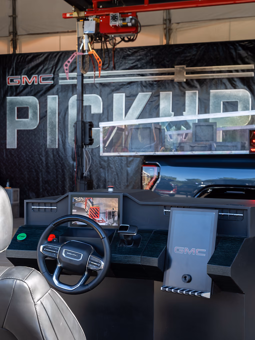 steering wheel control station that controls the crane claw for the GMC pickup claw game