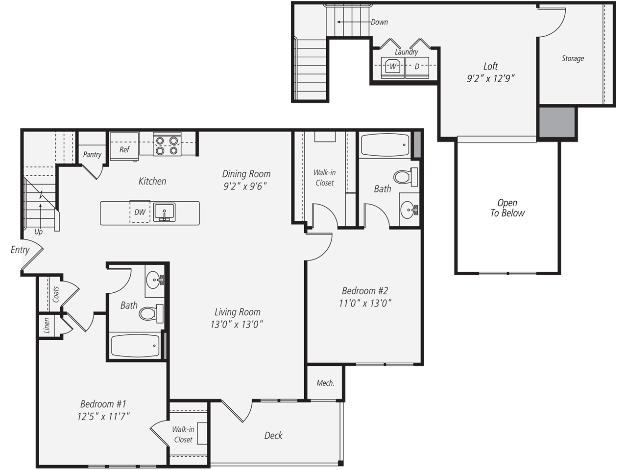 2 Bedroom Loft · 2 Bathroom