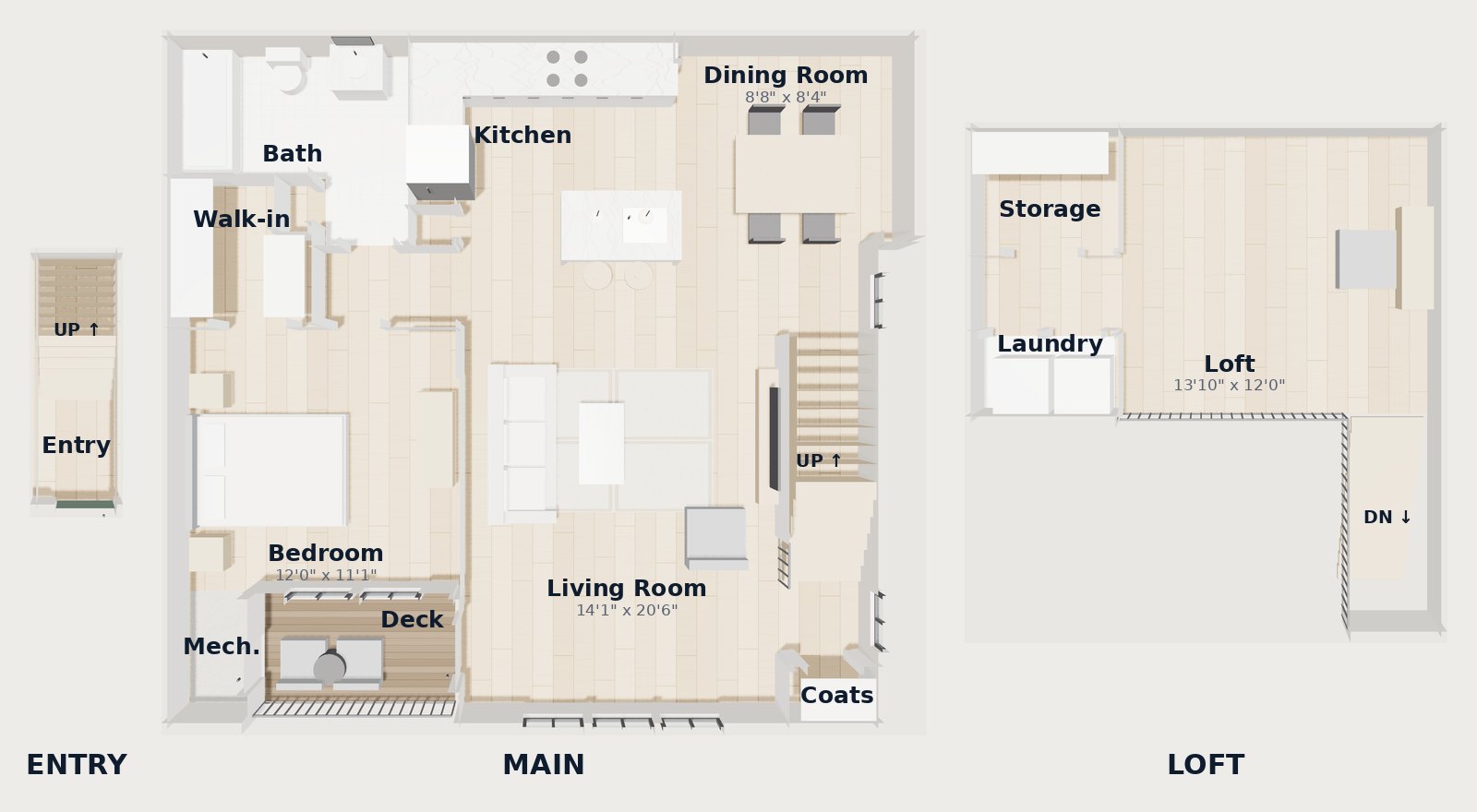 White Oaks at Wilton — Plan A4L 3D floor plan, 1,237 SF