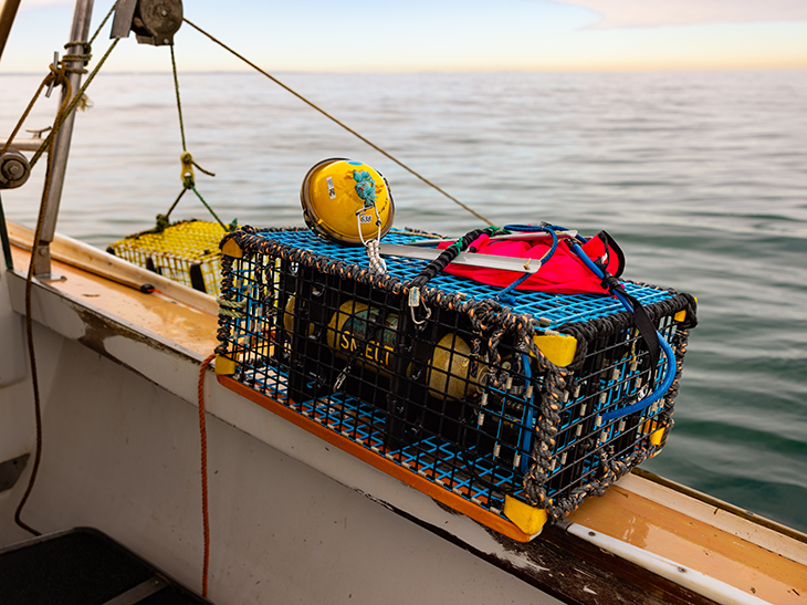On-demand fishing gear resting on the edge of a boat