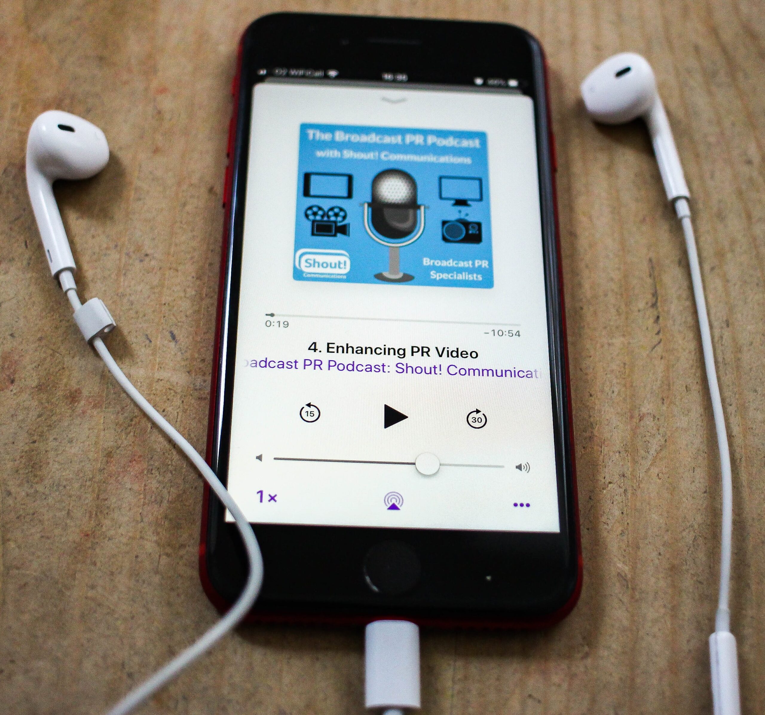 phone playing shout! communications 4th podcast