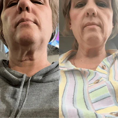 Mujer confiada mostrando resultados