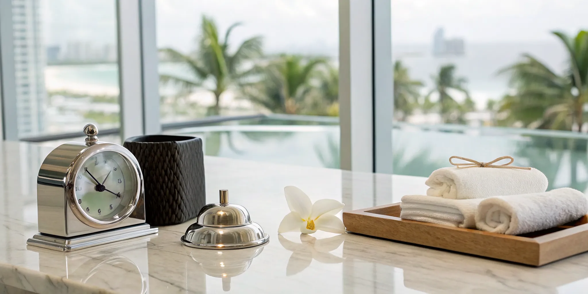 Poolside concierge service at a luxury vacation rental, a key benefit of professional management.