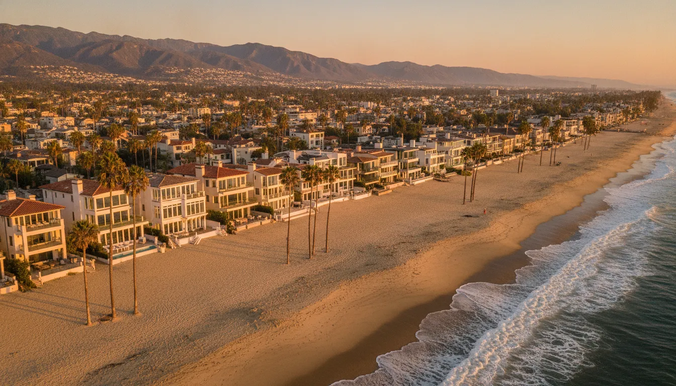 Venice Beach coastline and homes managed as vacation rentals