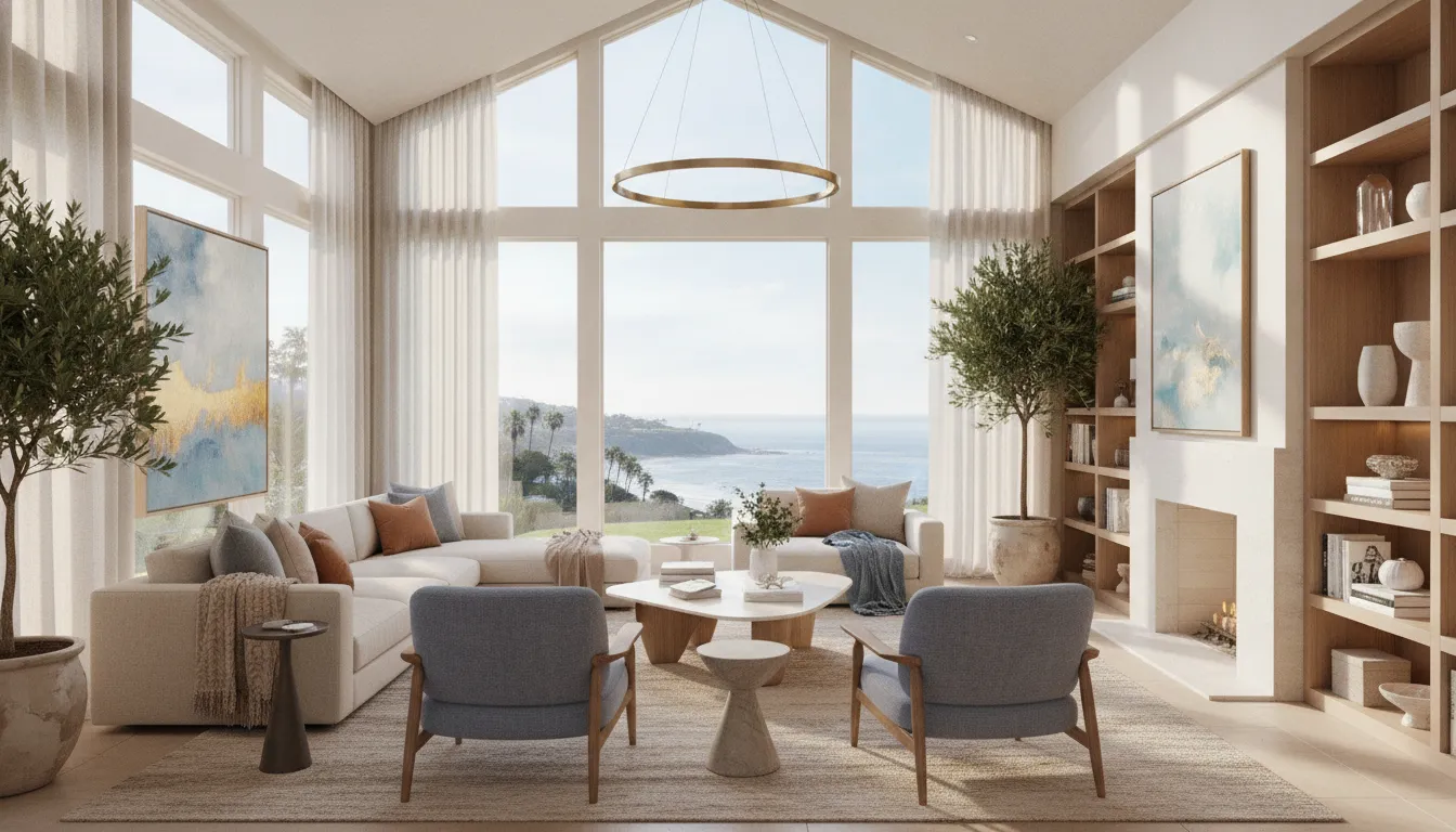 Modern high-end Southern California home interior with elegant luxury furniture