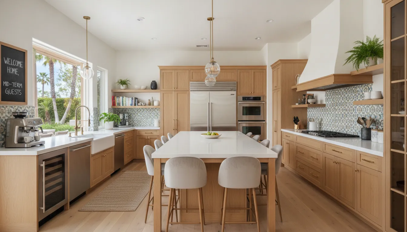 Elegant modern kitchen in a Southern California luxury rental property