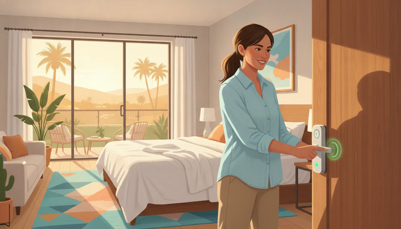 Colorful rental manager preparing a Southern California vacation home