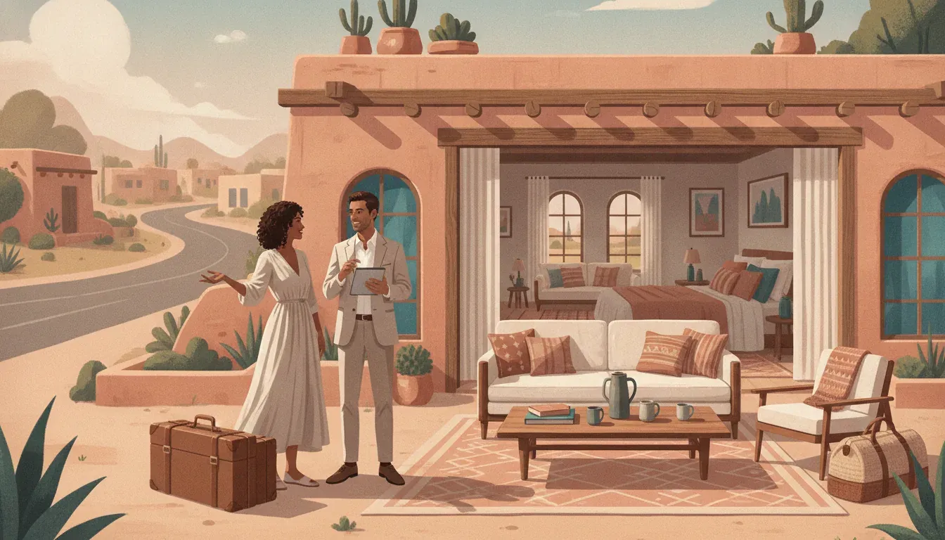 Colorful furnished desert home prepared for a mid-term rental placement