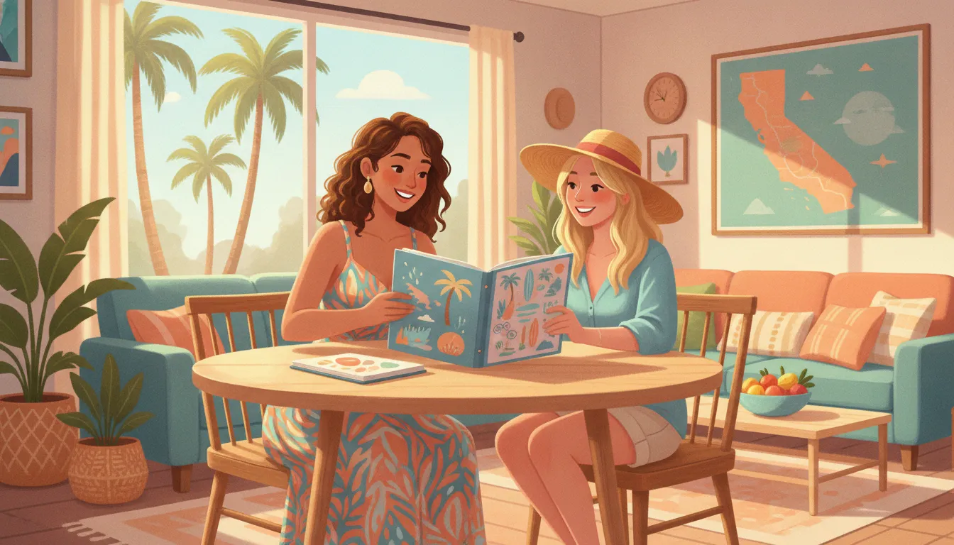 Colorful illustration of a property owner reviewing a short-term rental agreement