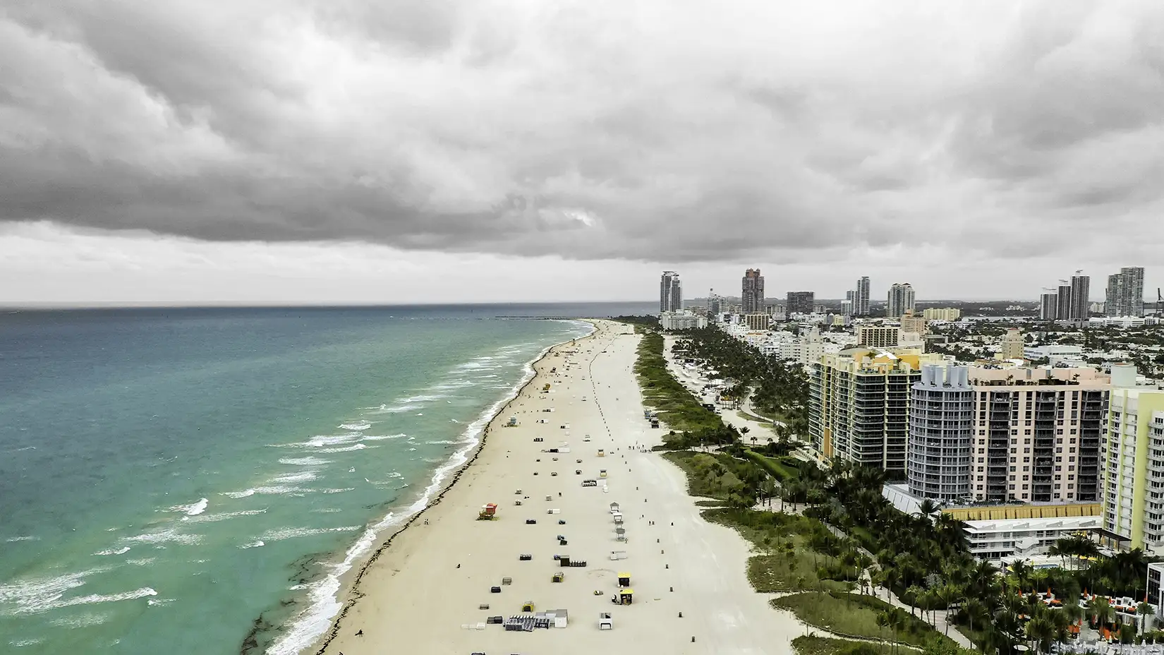 Aerial view of Miami Beach, Florida — representing GQM Inc.’s commercial construction and property improvement services across South Florida.