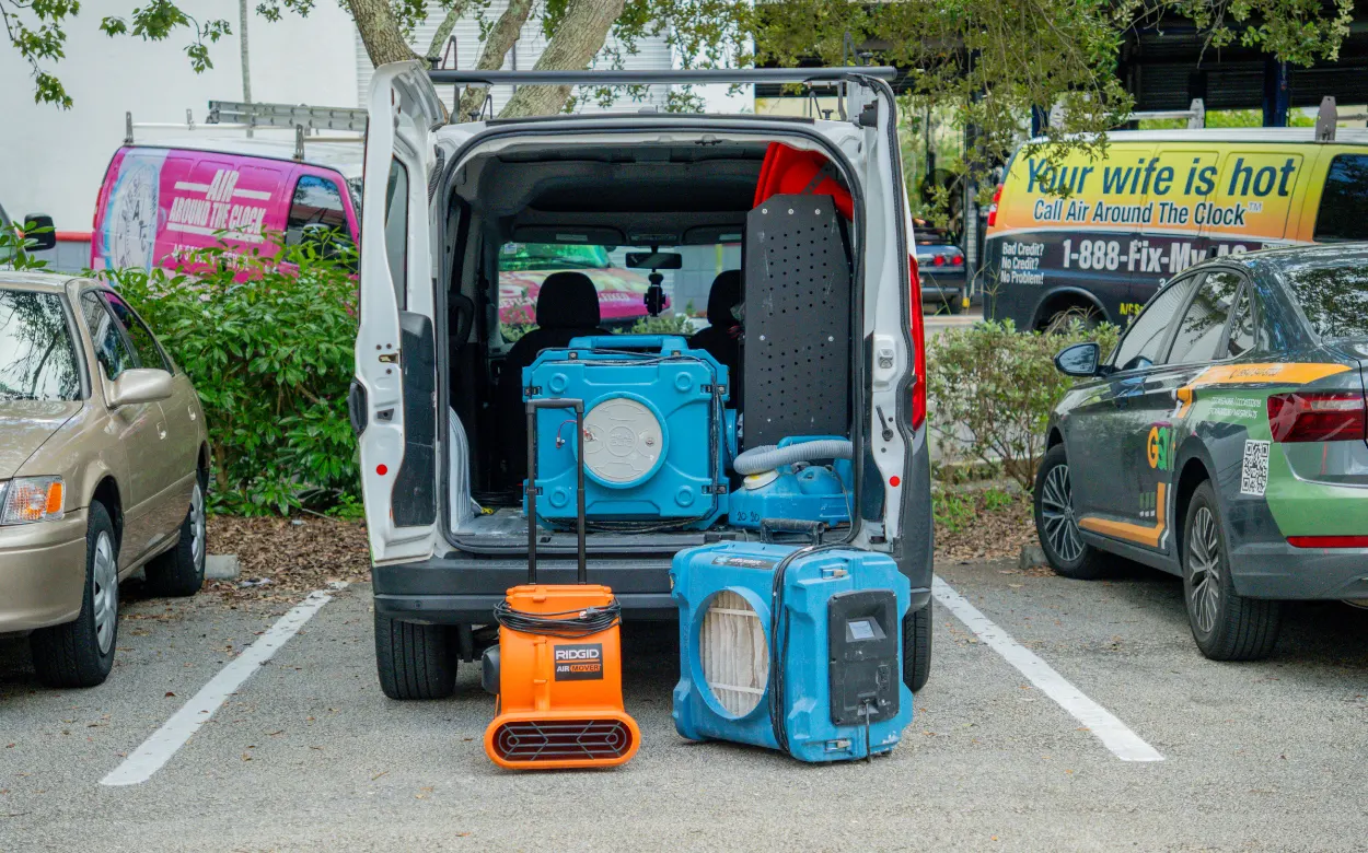 Service van with professional restoration equipment representing GQM Inc.’s maintenance, repair, and remediation services across Florida.