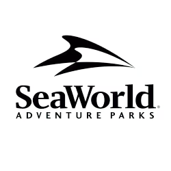 SeaWorld Adventure Parks logo featuring a stylized wave design above the brand name.