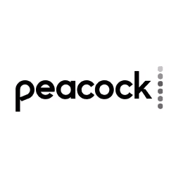 Peacock brand logo with the word 'peacock' in lowercase letters followed by six vertically aligned dots.