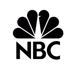 NBC logo with stylized peacock feathers above the letters NBC.