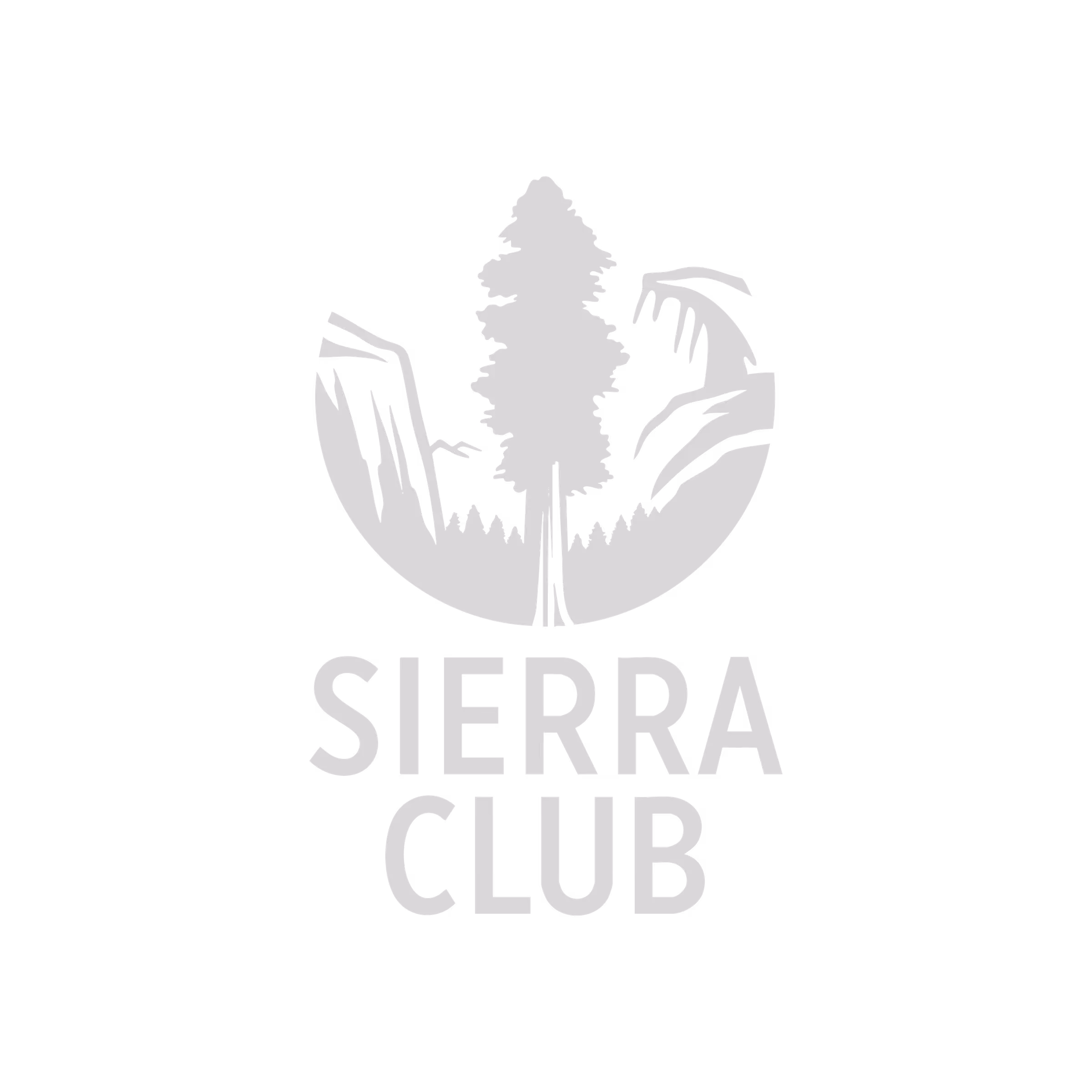 Sierra Club logo with a tree between two mountain cliffs inside a circular shape.