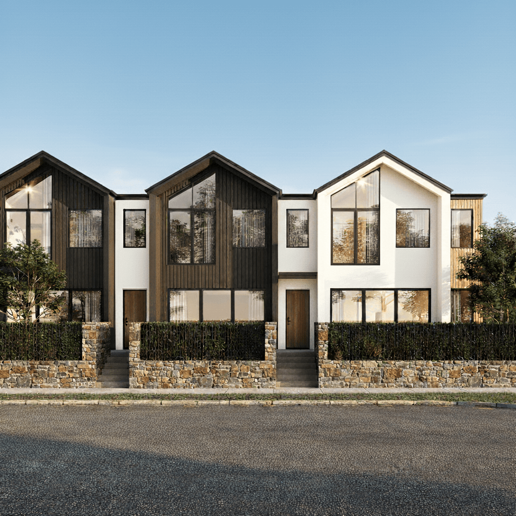 Modern mixed-material home, nestled into native bush