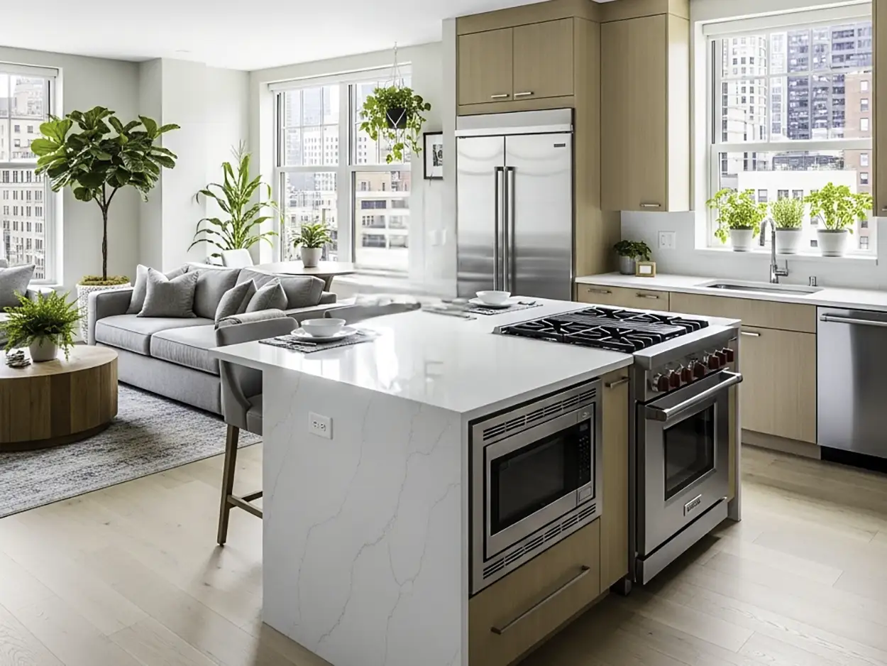 Fully completed apartment make-ready with new flooring, modern finishes, and clean interior upgrades ready for new tenants.