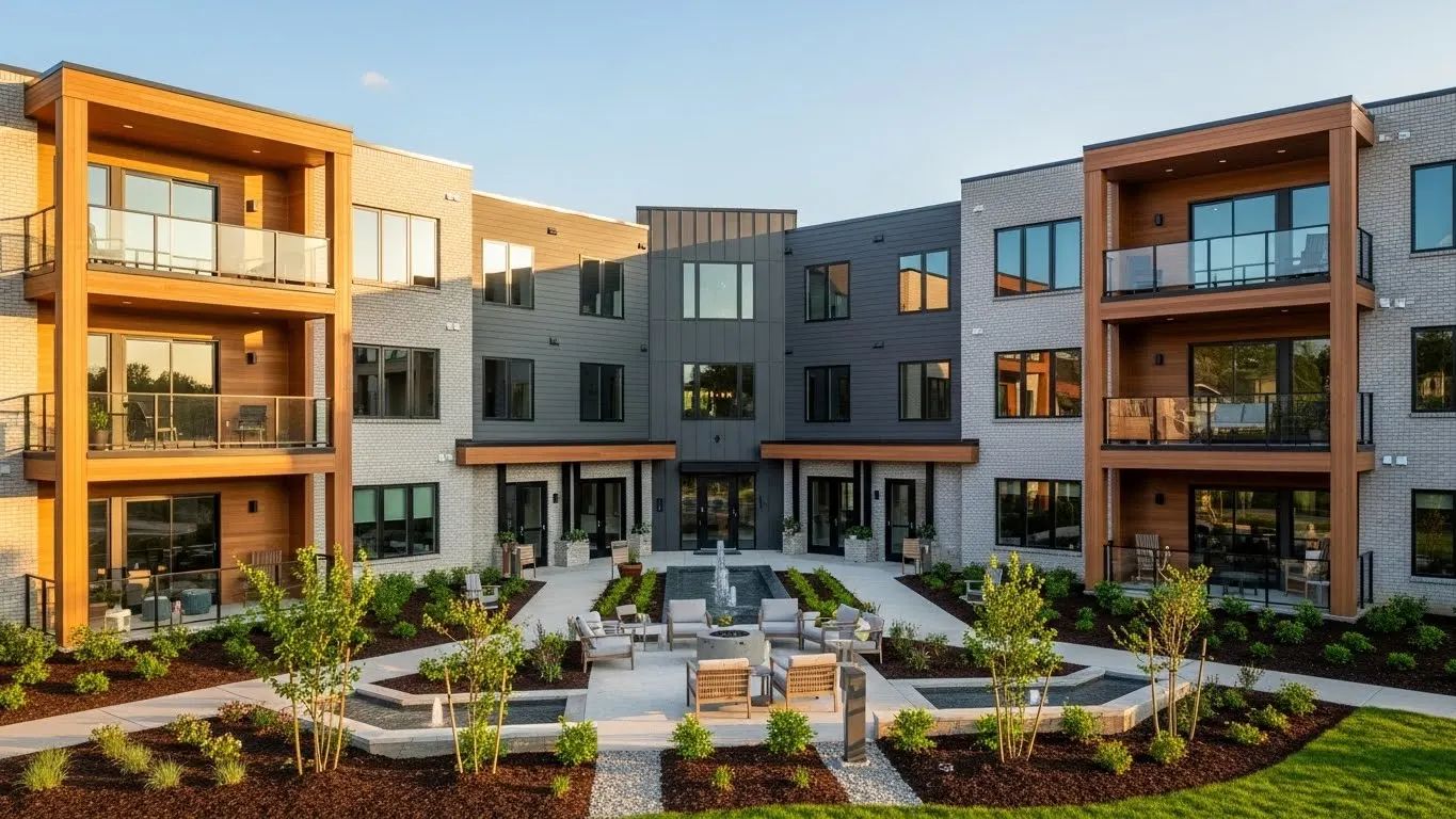 Completed capital improvement upgrades on a multifamily property with renovated exterior features.