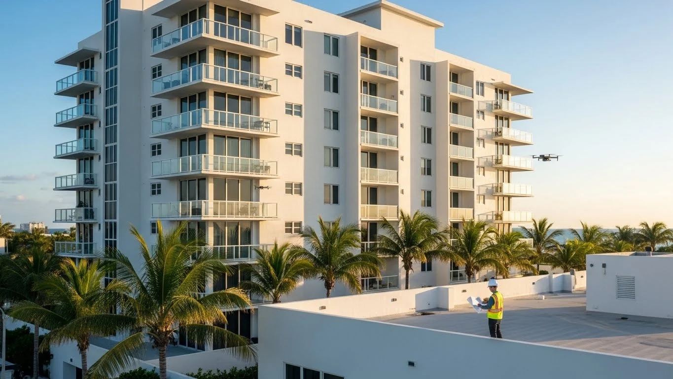 40-year recertification and SB 154 compliance inspection for a South Florida commercial building.